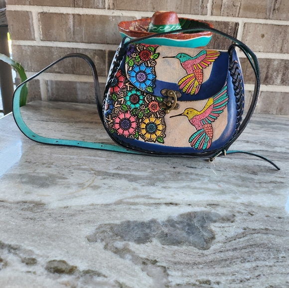 Hand Tooled Hummingbird Crossbody - Picture 7 of 16
